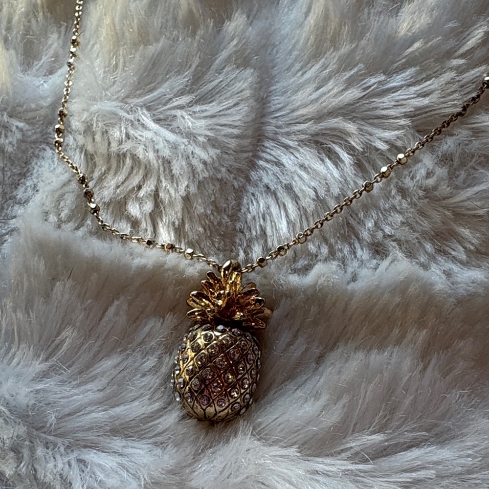 Banana Republic Gold Rhinestone Pineapple Pendant Necklace - Women Jewelry